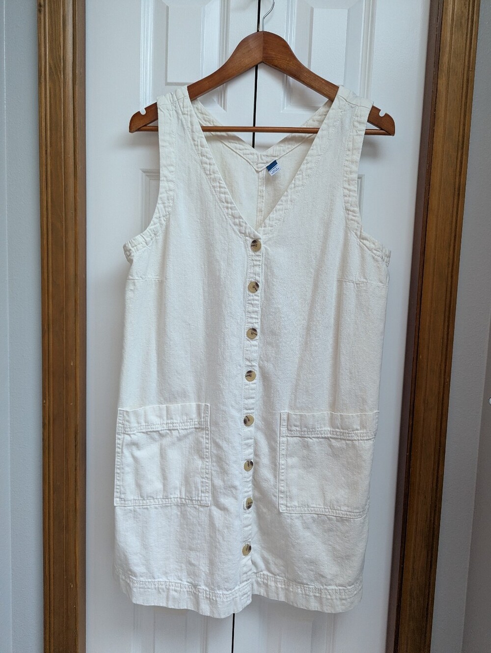 Old Navy Cream Button-Front Mini Dress